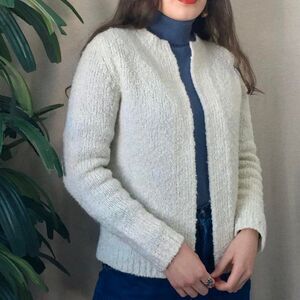 VINTAGE 90s White Cream WOOL Blend Knit Sweater by Tanner